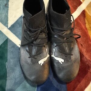 Puma Black Knit Athletic Cleats with White Puma Logos